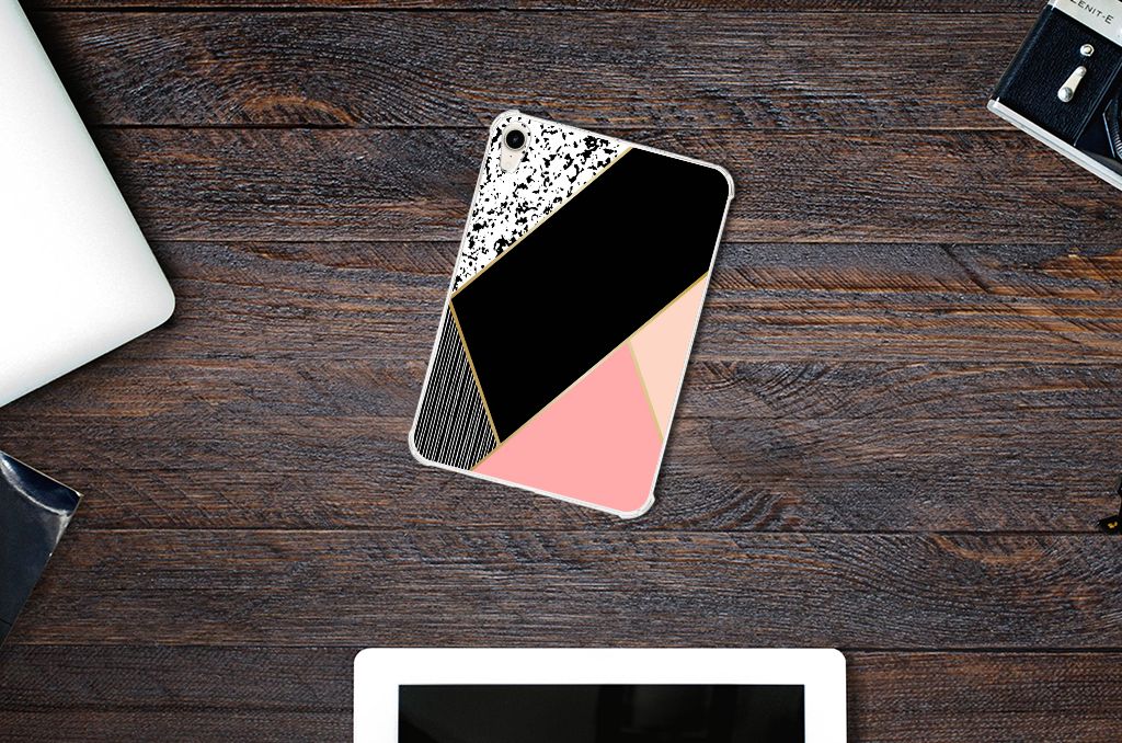 Apple iPad mini 6 (2021) Back Cover Zwart Roze Vormen