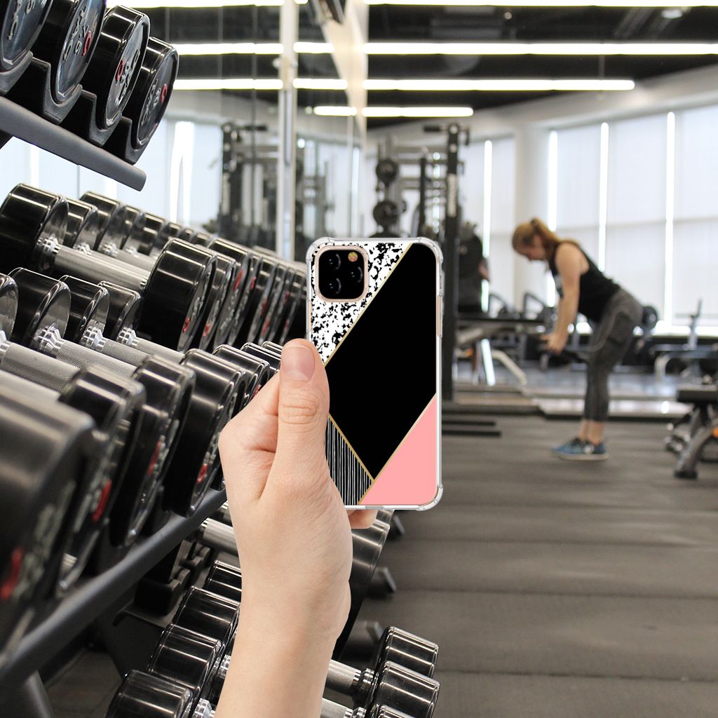 Apple iPhone 11 Pro Shockproof Case Zwart Roze Vormen
