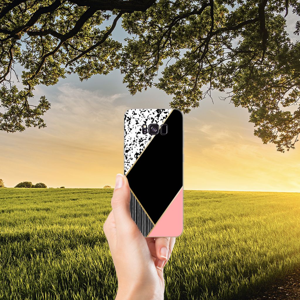 Samsung Galaxy S8 Plus TPU Hoesje Zwart Roze Vormen