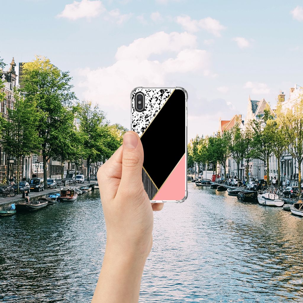 Apple iPhone X | Xs Shockproof Case Zwart Roze Vormen