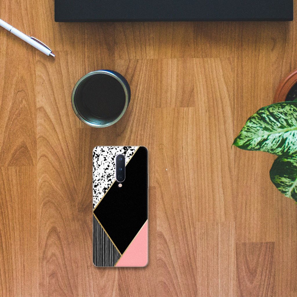 OnePlus 8 TPU Hoesje Zwart Roze Vormen