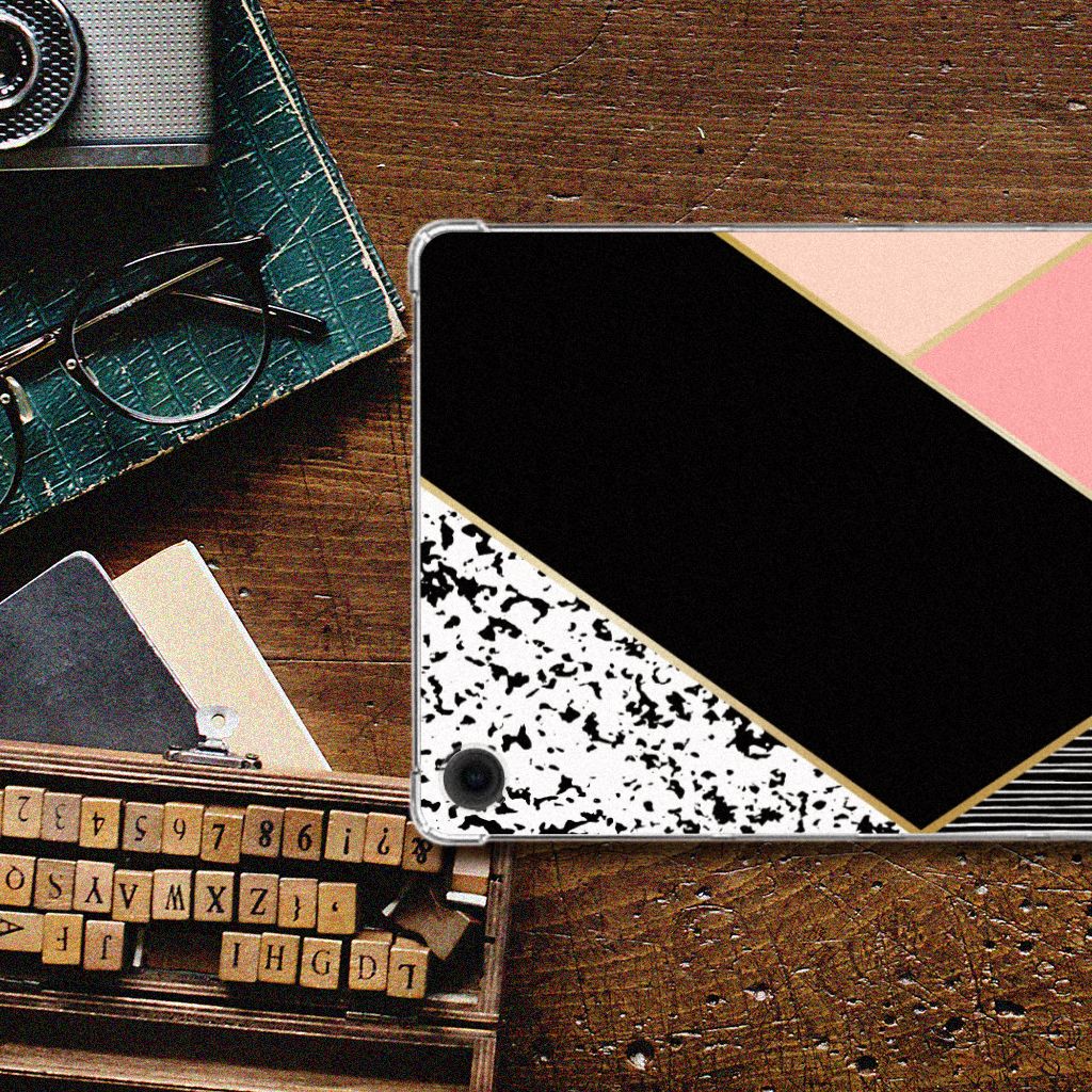 Samsung Galaxy Tab A9 Plus Back Cover Zwart Roze Vormen