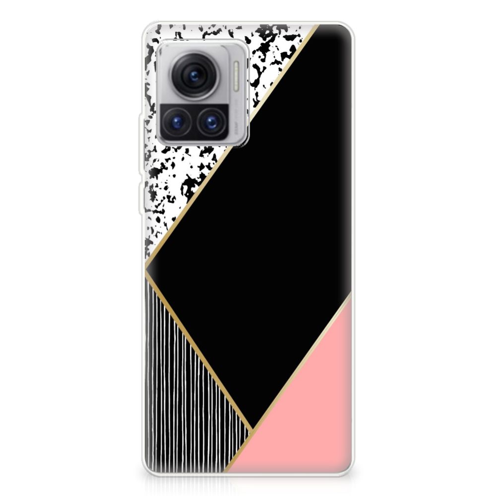 Motorola Moto X30 Pro TPU Hoesje Zwart Roze Vormen