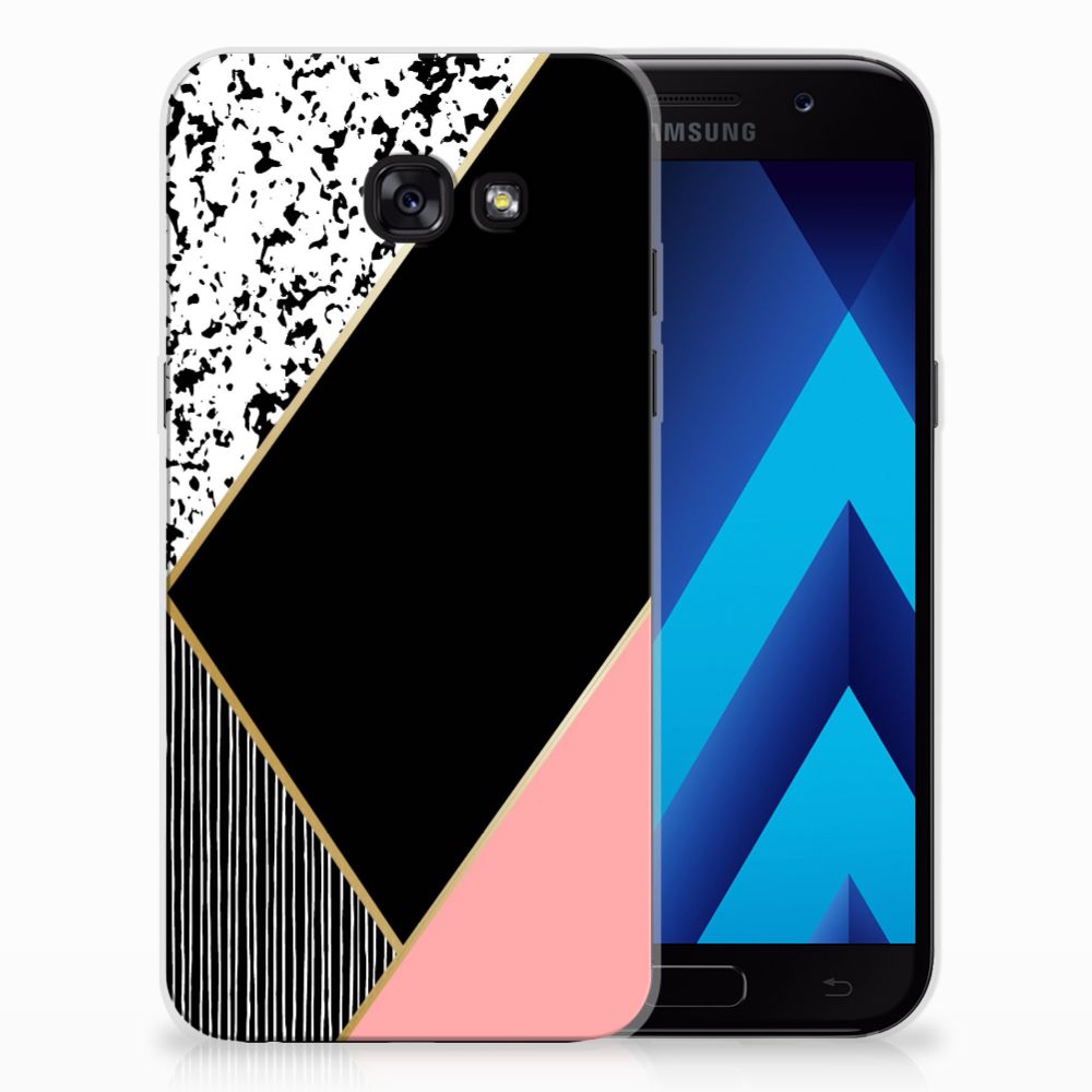 Samsung Galaxy A5 2017 TPU Hoesje Zwart Roze Vormen