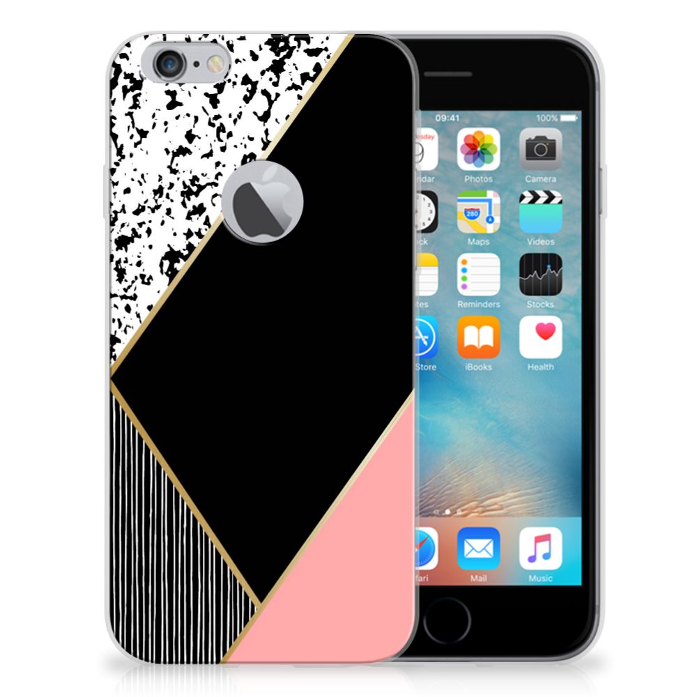 Apple iPhone 6 Plus | 6s Plus Uniek TPU Hoesje Black Pink Shapes