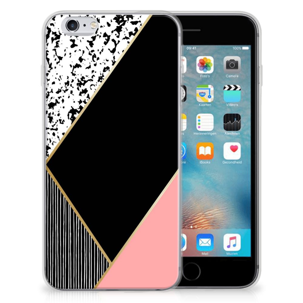 Apple iPhone 6 | 6s Uniek TPU Hoesje Black Pink Shapes