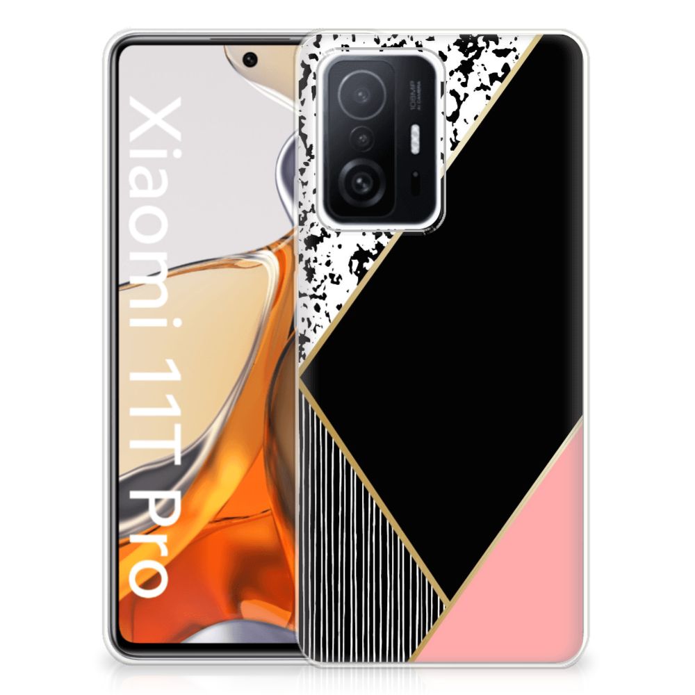 Xiaomi 11T | 11T Pro TPU Hoesje Zwart Roze Vormen