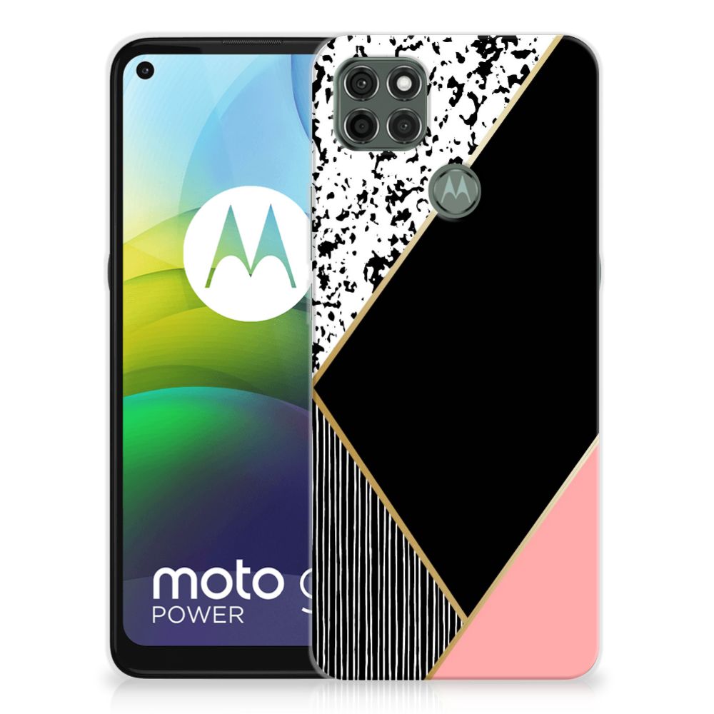 Motorola Moto G9 Power TPU Hoesje Zwart Roze Vormen