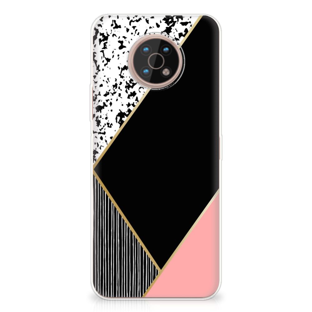Nokia G50 TPU Hoesje Zwart Roze Vormen