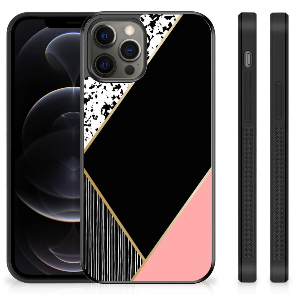 iPhone 12 Pro Max Grip Case Zwart Roze Vormen
