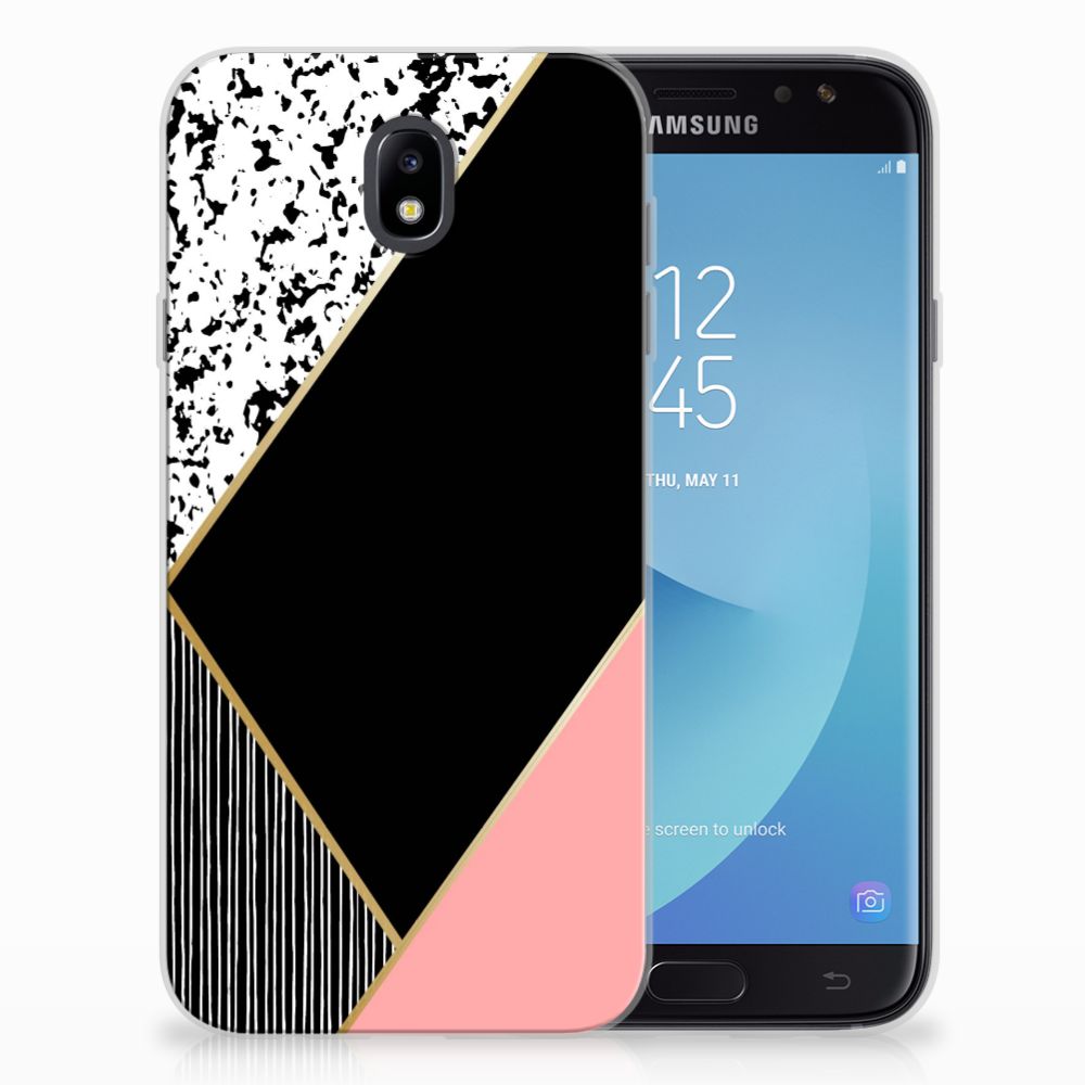 Samsung Galaxy J7 2017 | J7 Pro TPU Hoesje Zwart Roze Vormen
