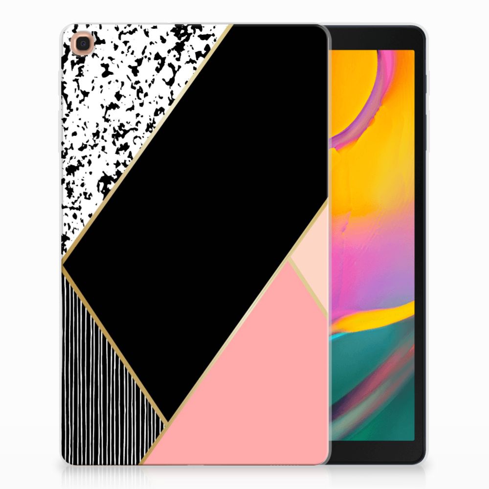 Samsung Galaxy Tab A 10.1 (2019) Back Cover Zwart Roze Vormen
