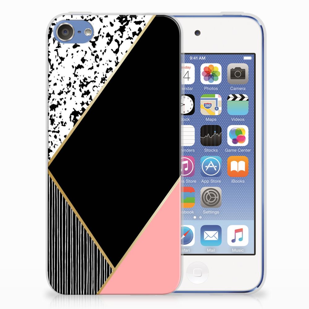 passie Af en toe lening Apple iPod Touch 5 | 6 TPU Hoesje Zwart Roze Vormen