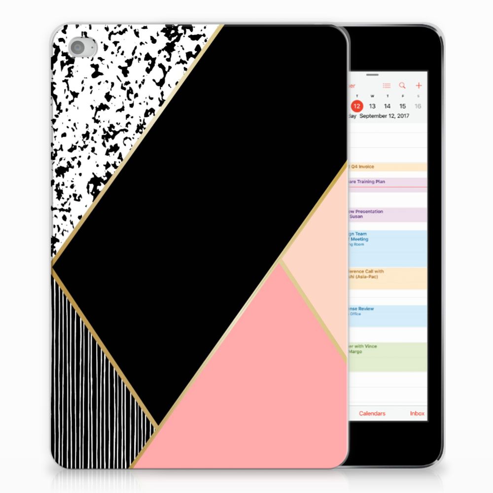 Apple iPad Mini 4 | Mini 5 (2019) Back Cover Zwart Roze Vormen