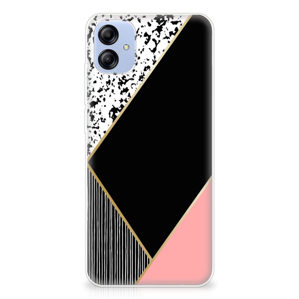 Samsung Galaxy A04e TPU Hoesje Zwart Roze Vormen