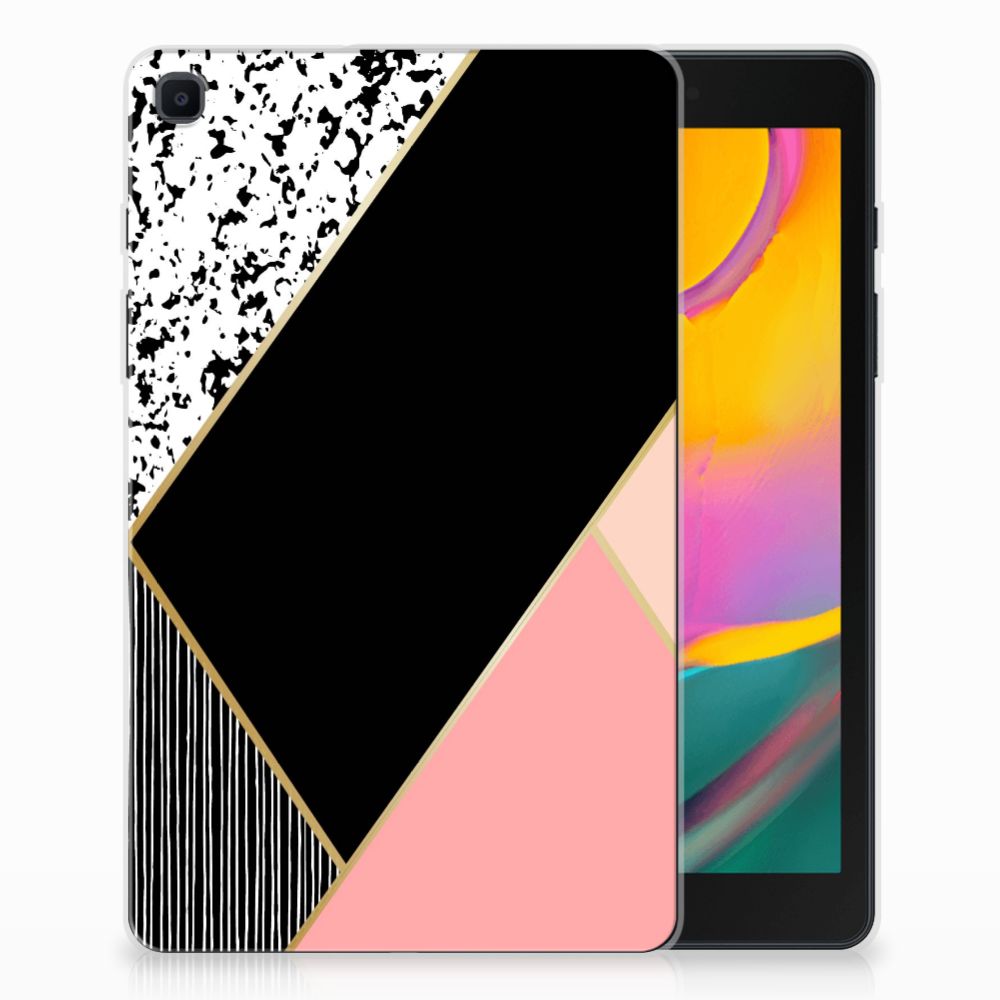 Samsung Galaxy Tab A 8.0 (2019) Back Cover Zwart Roze Vormen