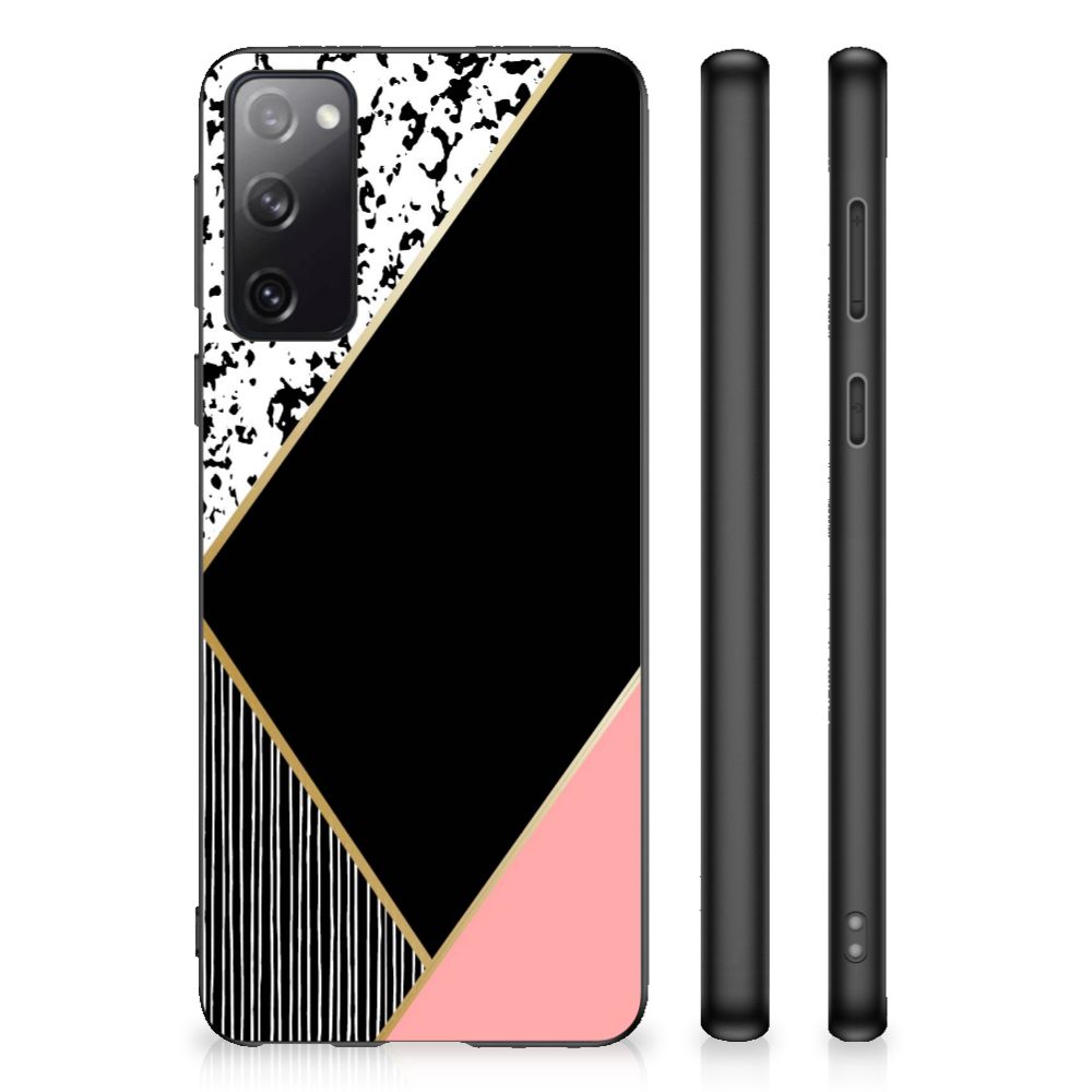 Samsung Galaxy S20 Grip Case Zwart Roze Vormen