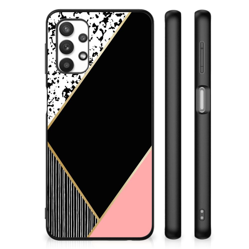 Samsung Galaxy A32 5G Backcover Zwart Roze Vormen