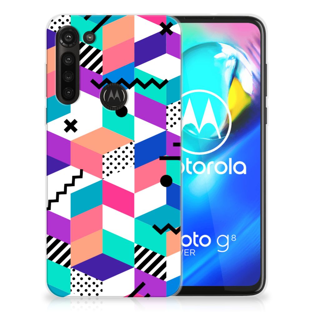 Motorola Moto G8 Power TPU Hoesje Blokken Kleurrijk