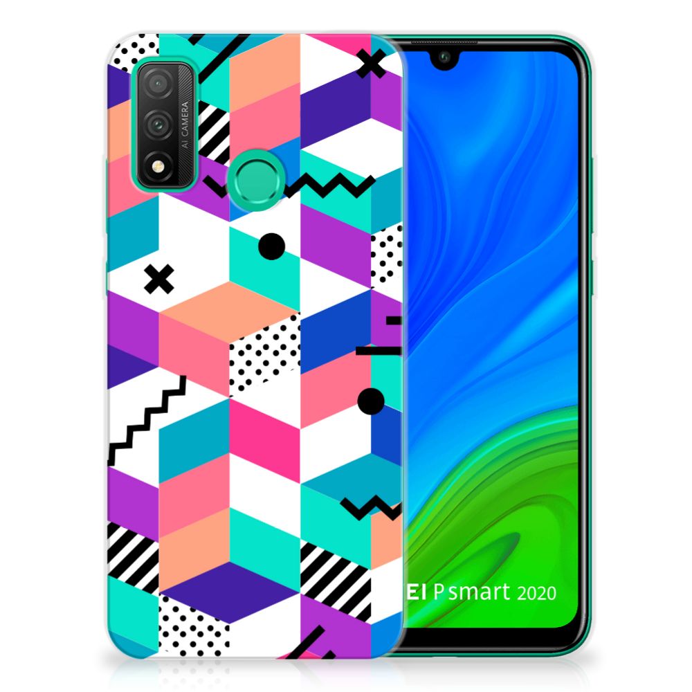 Huawei P Smart 2020 TPU Hoesje Blokken Kleurrijk