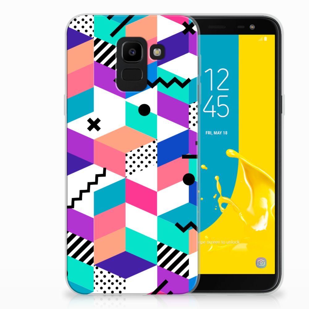 Samsung Galaxy J6 2018 TPU Hoesje Blokken Kleurrijk