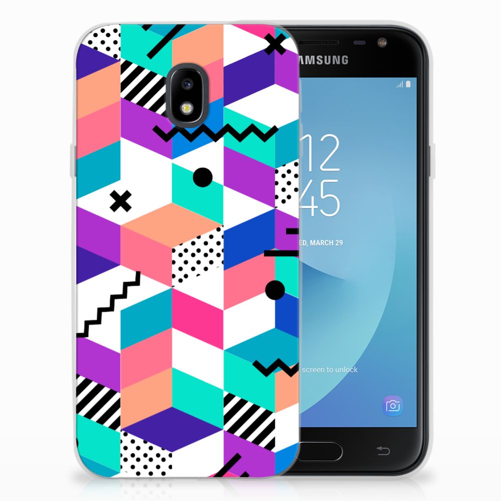 Samsung Galaxy J3 2017 TPU Hoesje Blokken Kleurrijk
