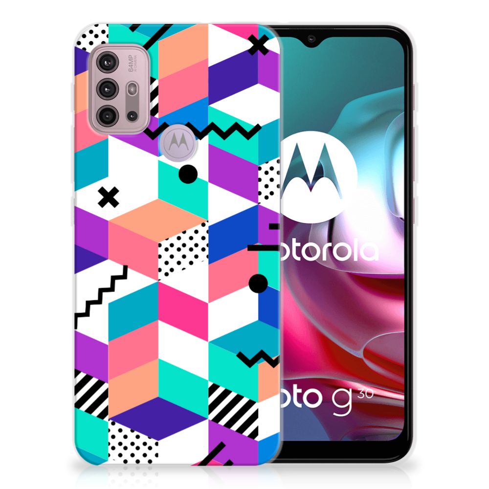 Motorola Moto G30 | G10 TPU Hoesje Blokken Kleurrijk