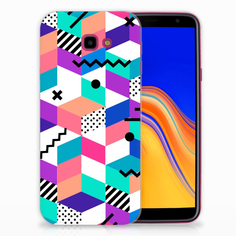 Samsung Galaxy J4 Plus (2018) TPU Hoesje Blokken Kleurrijk
