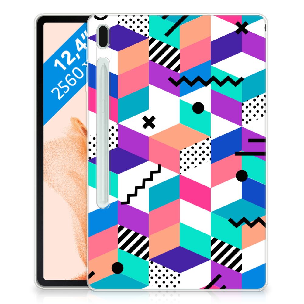 Samsung Galaxy Tab S7FE Back Cover Blokken Kleurrijk