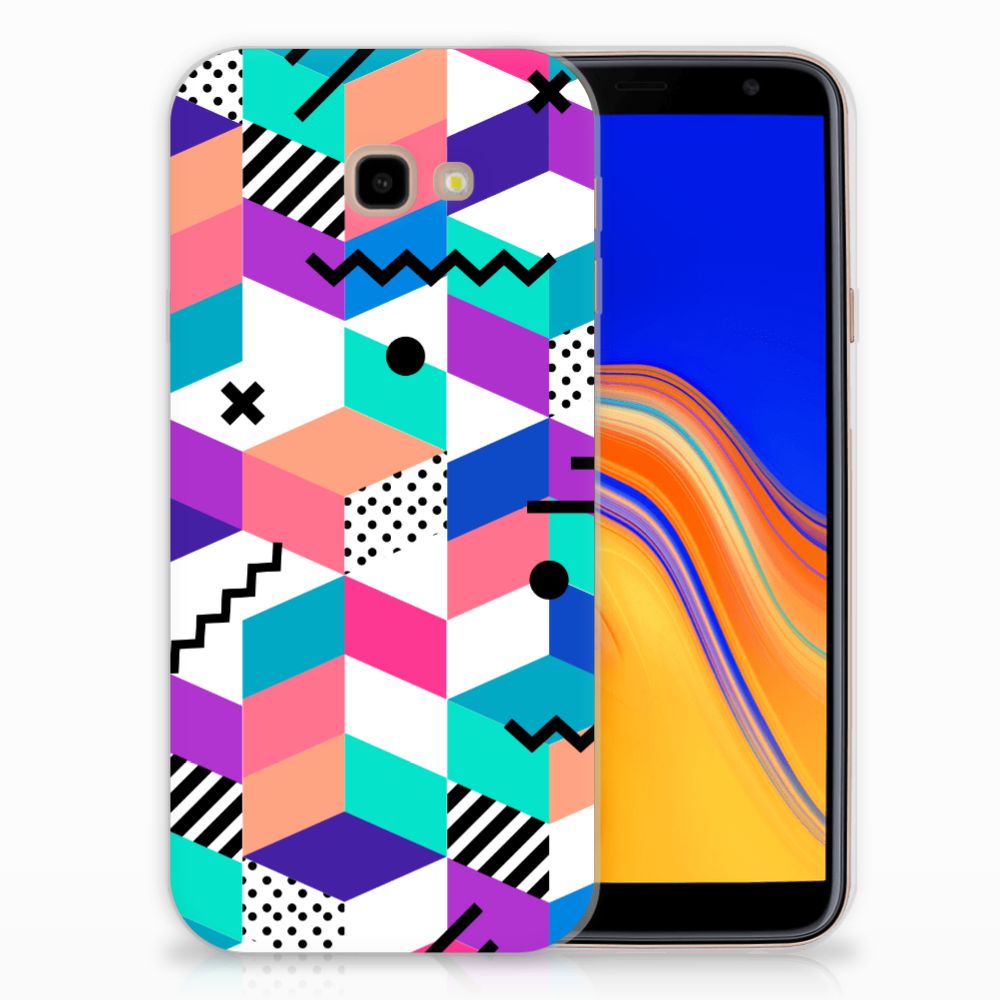 Samsung Galaxy J4 Plus (2018) TPU Hoesje Blokken Kleurrijk