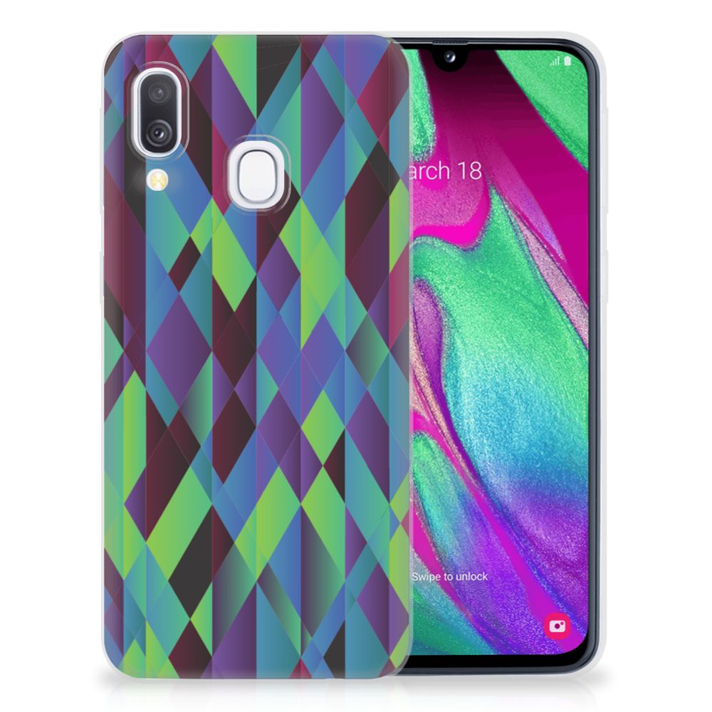 Samsung Galaxy A40 TPU Hoesje Abstract Green Blue