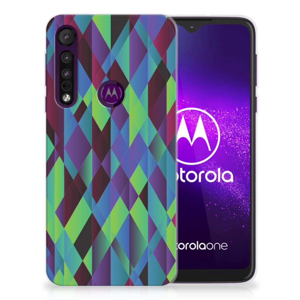 Motorola One Macro TPU Hoesje Abstract Green Blue
