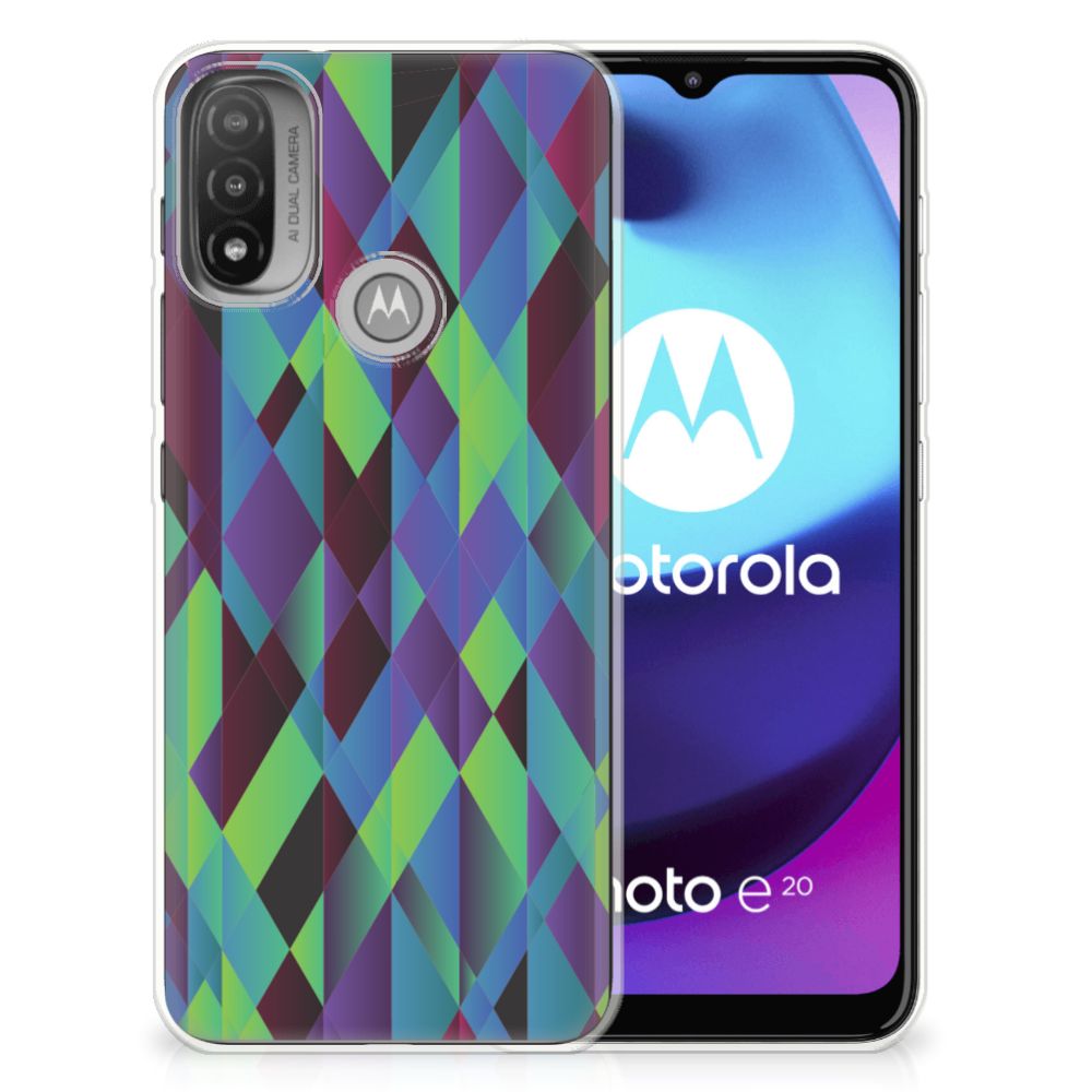 Motorola Moto E20 | E40 TPU Hoesje Abstract Green Blue