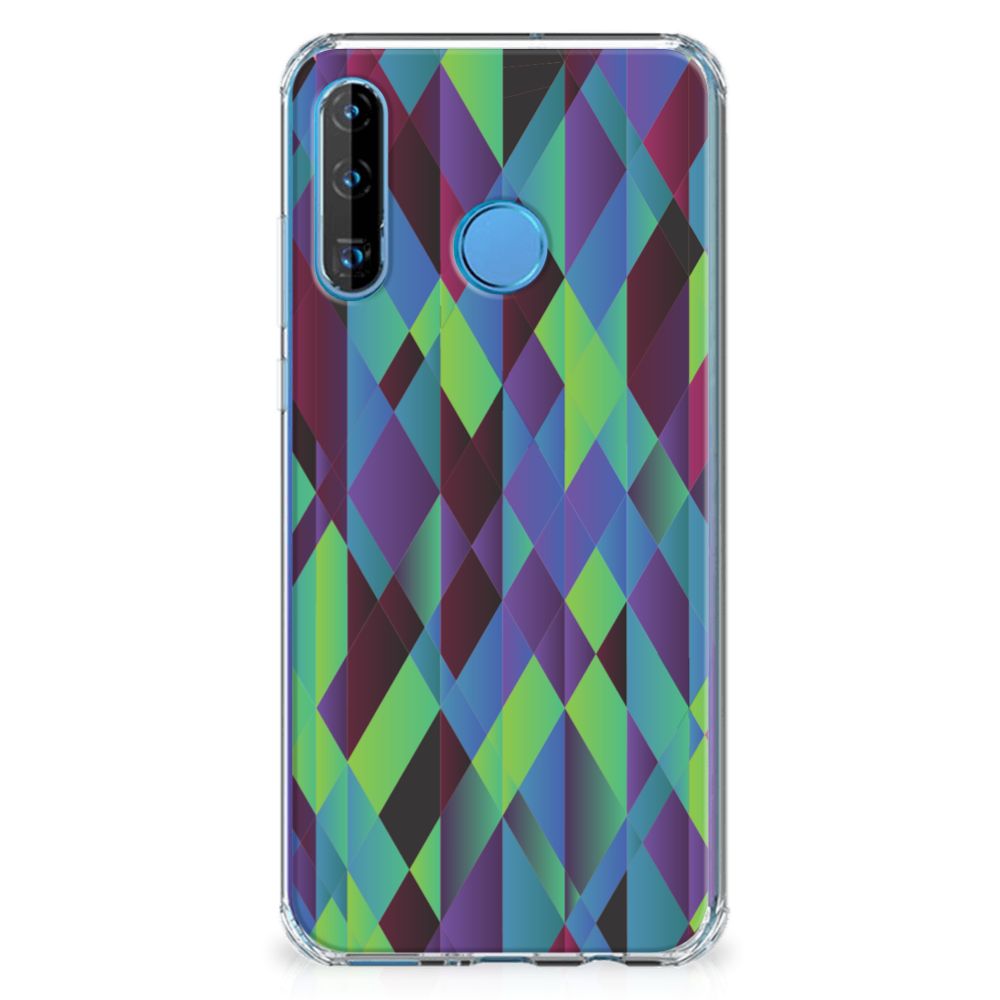 Huawei P30 Lite Shockproof Case Abstract Green Blue