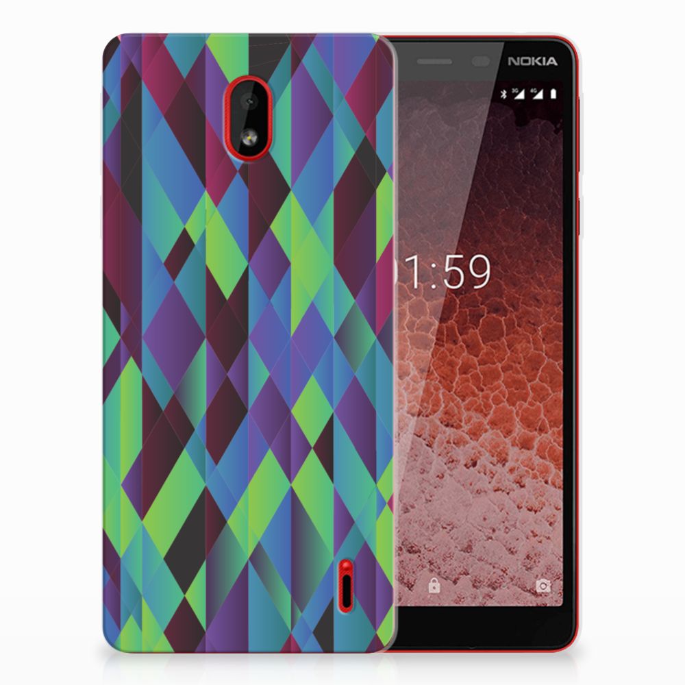 Nokia 1 Plus TPU Hoesje Abstract Green Blue