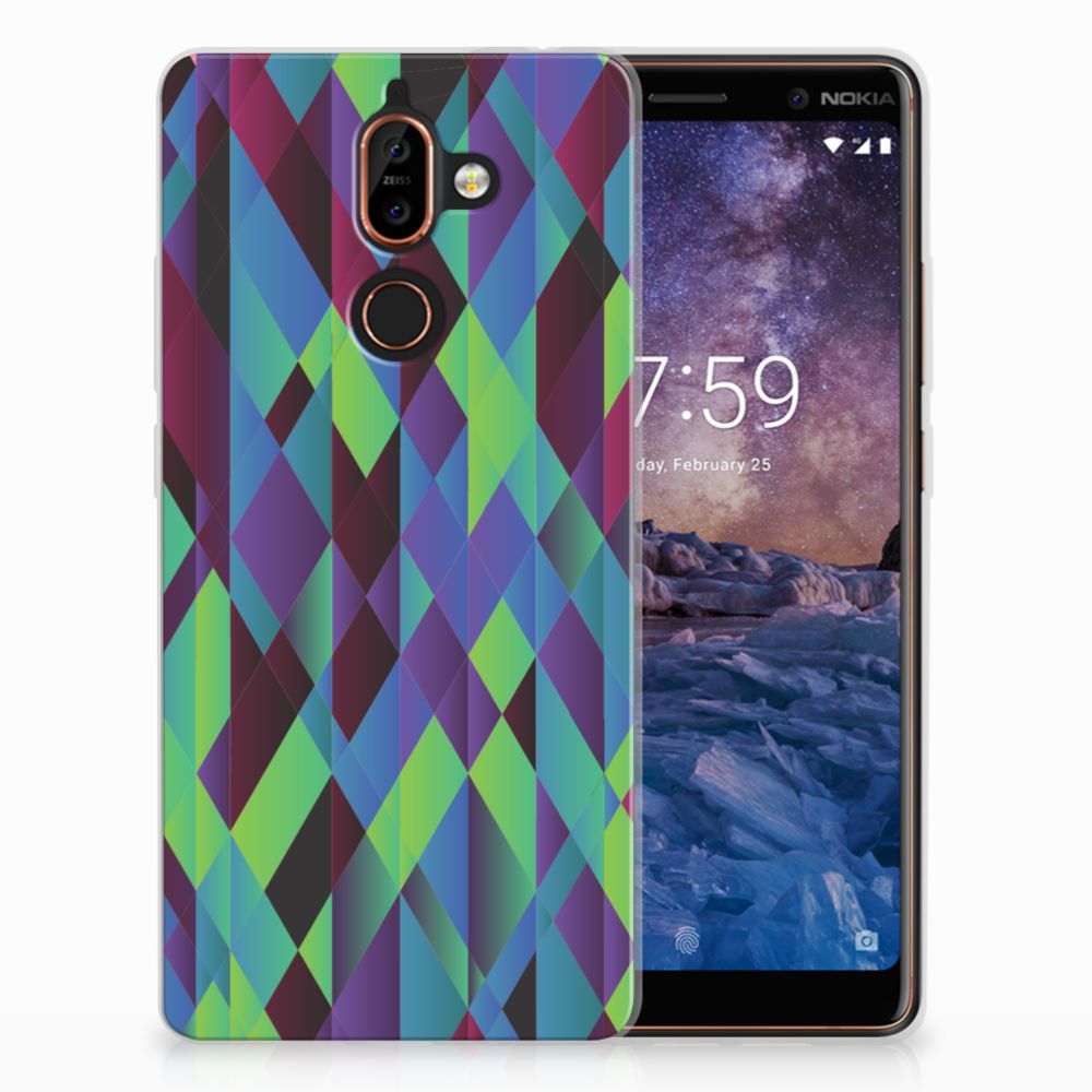 Nokia 7 Plus TPU Hoesje Abstract Green Blue