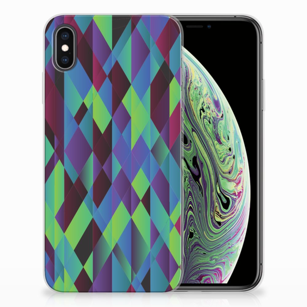 Apple iPhone Xs Max TPU Hoesje Design Abstract Green Blue