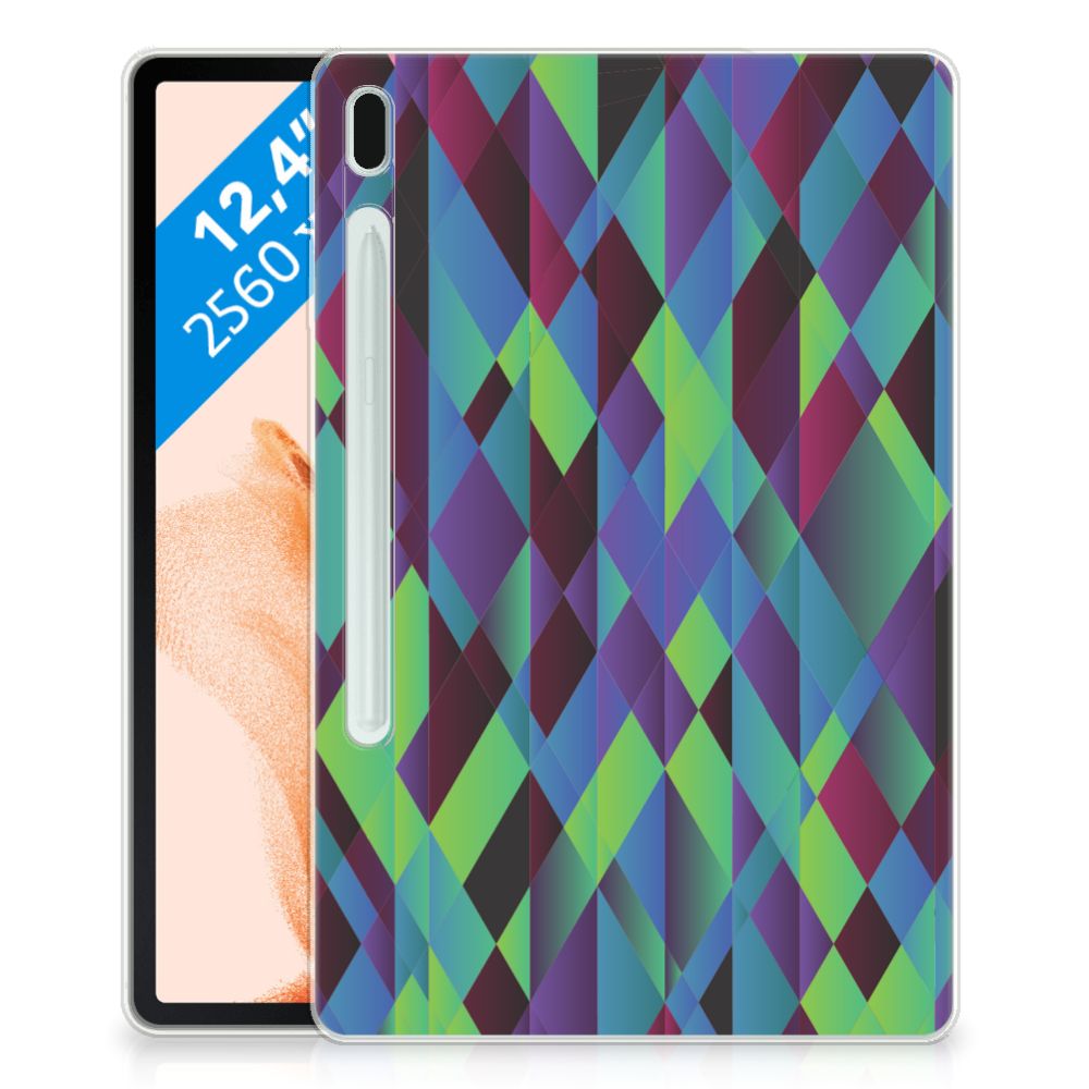 Samsung Galaxy Tab S7FE Back Cover Abstract Green Blue