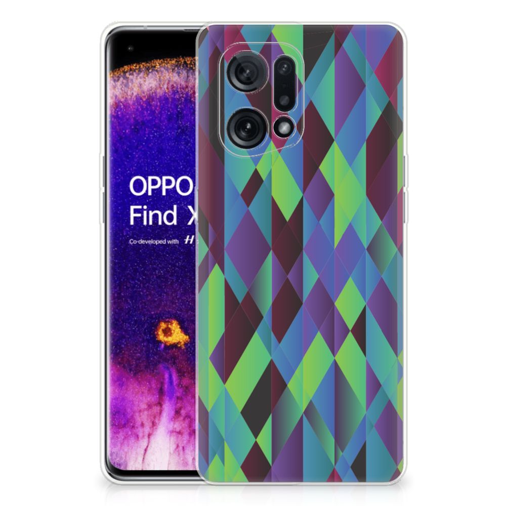 OPPO Find X5 TPU Hoesje Abstract Green Blue