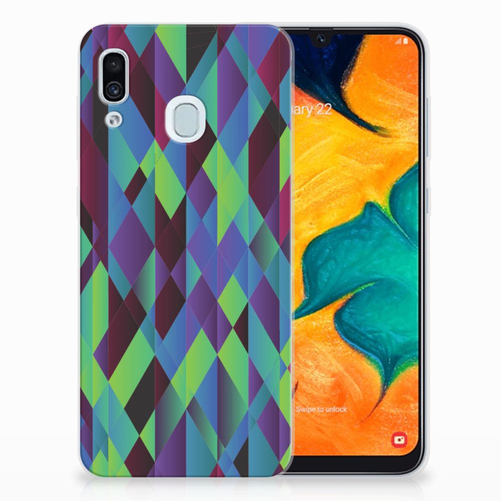 Samsung Galaxy A30 TPU Hoesje Abstract Green Blue