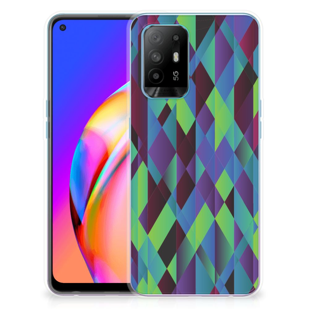 OPPO A94 5G | Reno5 Z TPU Hoesje Abstract Green Blue