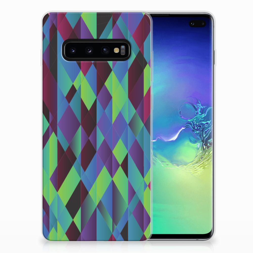 Samsung Galaxy S10 Plus TPU Hoesje Abstract Green Blue