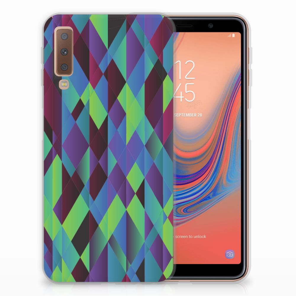 Samsung Galaxy A7 (2018) TPU Hoesje Abstract Green Blue