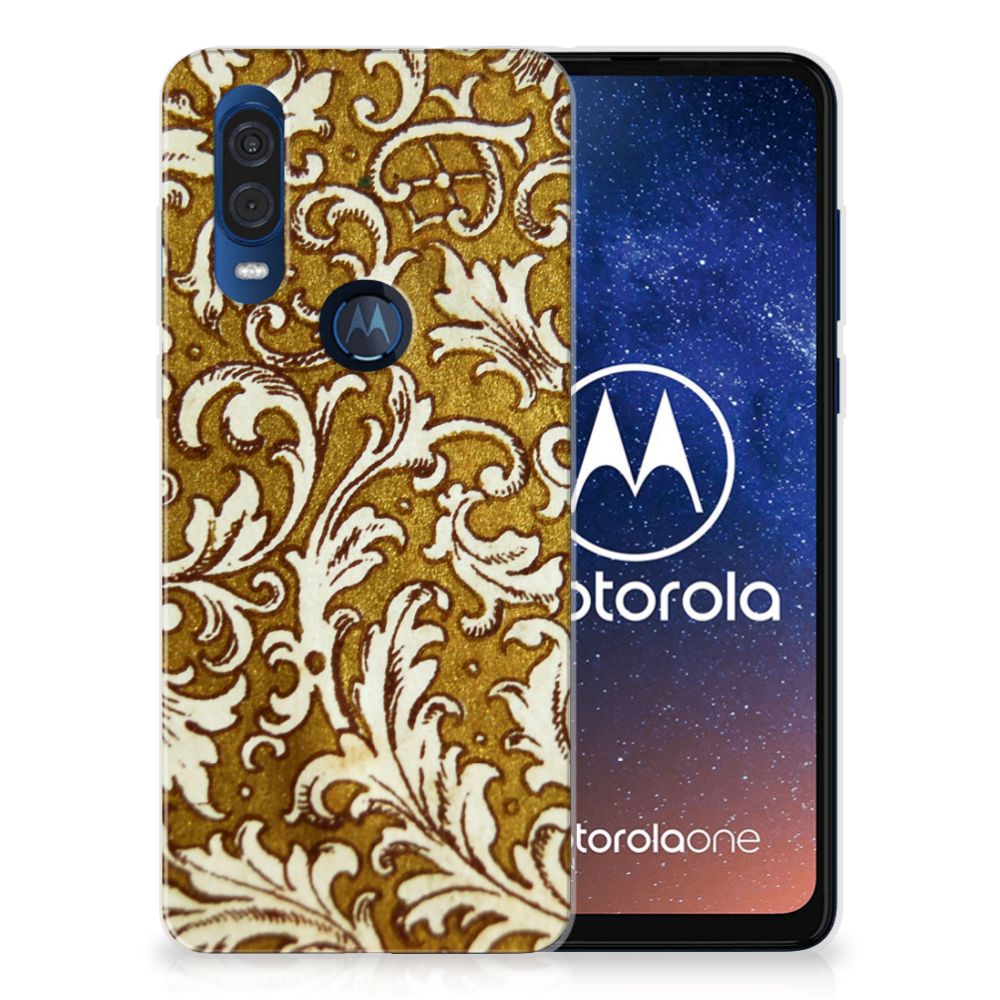 Siliconen Hoesje Motorola One Vision Barok Goud