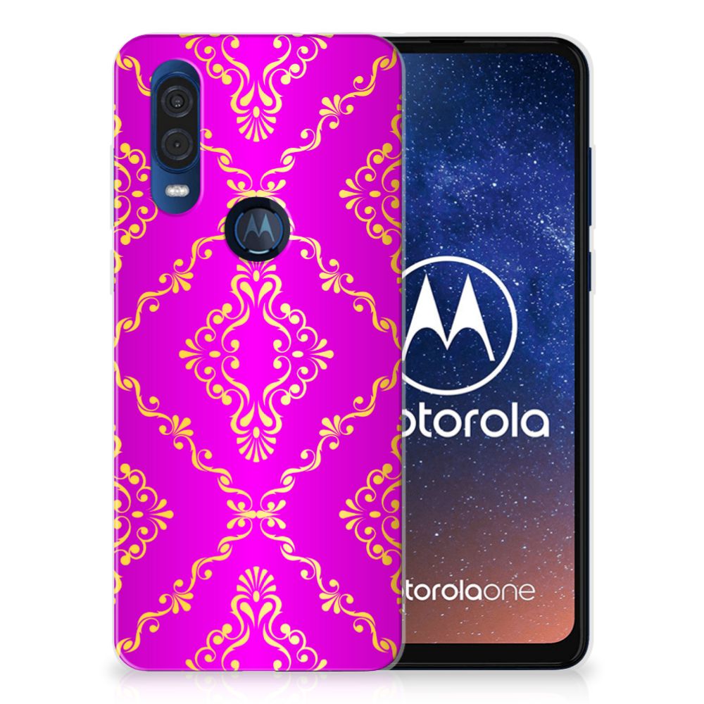 Siliconen Hoesje Motorola One Vision Barok Roze