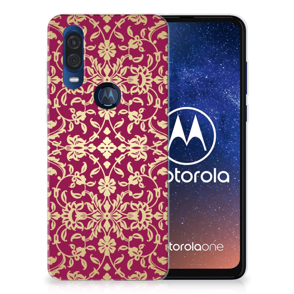 Siliconen Hoesje Motorola One Vision Barok Pink