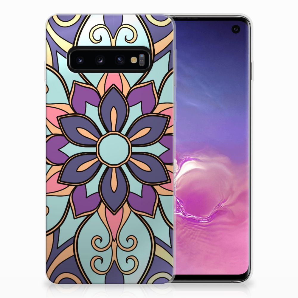 Samsung Galaxy S10 TPU Case Purple Flower