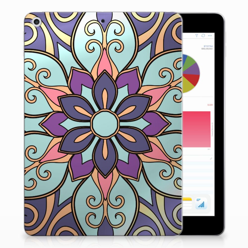Apple iPad 9.7 2018 | 2017 Siliconen Hoesje Purple Flower