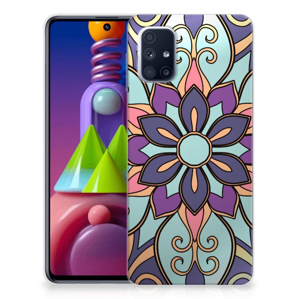 Samsung Galaxy M51 TPU Case Purple Flower