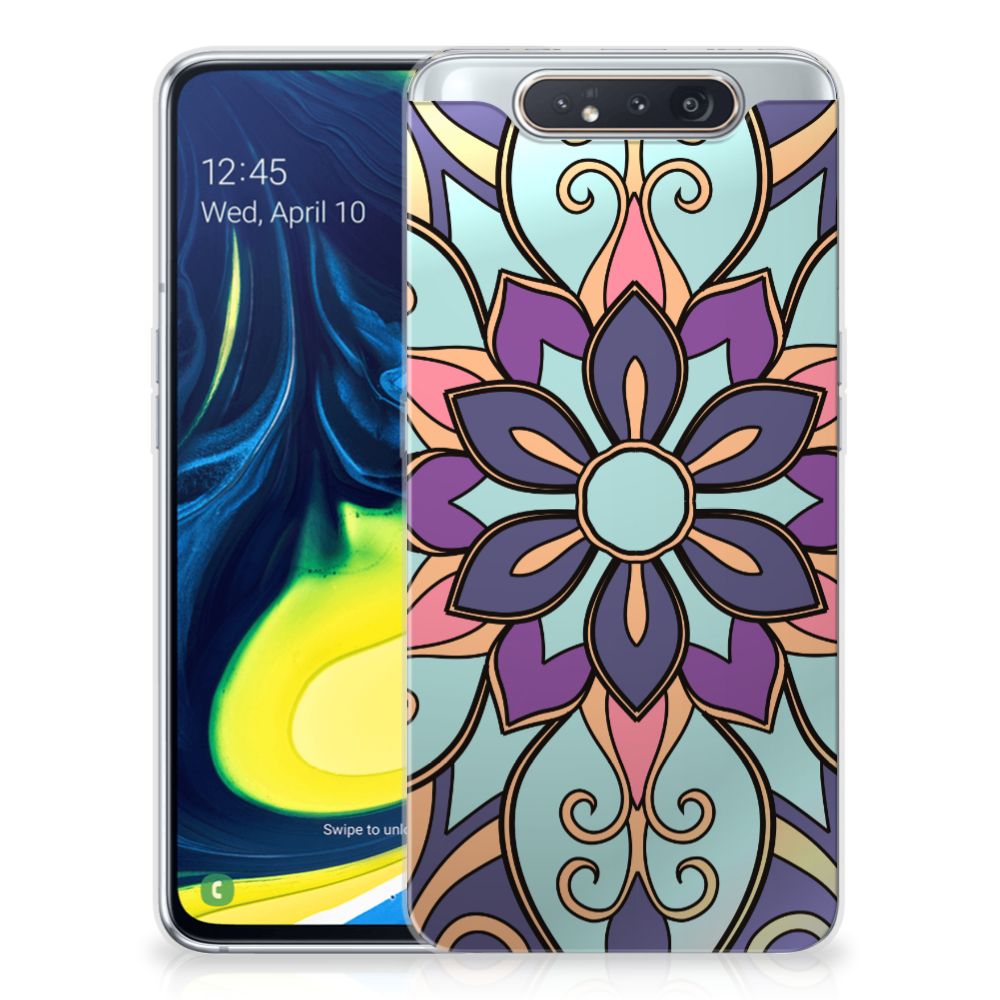 Samsung Galaxy A80 TPU Case Purple Flower